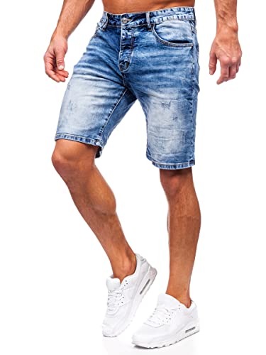 BOLF Herren Kurze Jeanshose Shorts Bermudas Jeans Short Kurze Hose Cargo Cargoshorts Destroyed Used Look Denim Stretch Freizeithose RJ933 Dunkelblau L [7G7] von BOLF