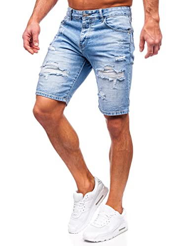 BOLF Herren Kurze Jeanshose Shorts Bermudas Jeans Short Kurze Hose Cargo Cargoshorts Destroyed Used Look Denim Stretch Freizeithose RJ951 Dunkelblau S [7G7] von BOLF