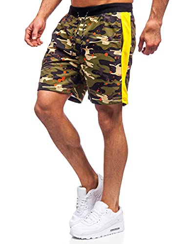BOLF Herren Kurze Sporthose Motiv Print Shorts Bermudas Trainingshose Fußballhose Fitnesshose Short Hose Sweathose Stretch Freizeithose Street Style J.Style KS2579 Grün L [7G7] von BOLF