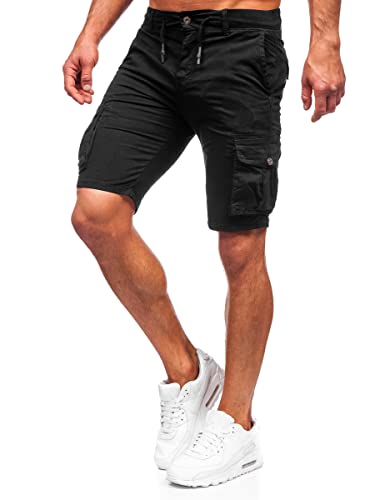 BOLF Herren Kurze Sporthose Shorts Bermudas Kurze Hose Cargo Cargohose Kurzschlauch Sweathose Stretch Freizeithose Street Style BB70010 Schwarz XXL [7G7] von BOLF