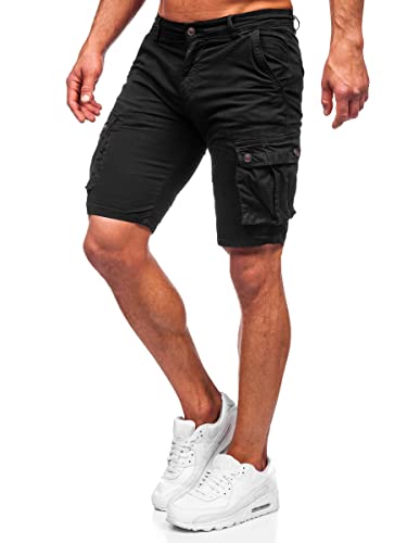 BOLF Herren Kurze Sporthose Shorts Bermudas Kurze Hose Cargo Cargohose Kurzschlauch Sweathose Stretch Freizeithose Street Style BB70012 Schwarz XXL [7G7] von BOLF