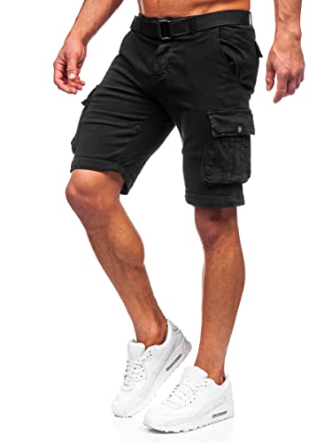 BOLF Herren Kurze Sporthose Shorts Bermudas Kurze Hose Cargo Cargohose Kurzschlauch Sweathose Stretch Freizeithose Street Style MP0109N Schwarz XXL [7G7] von BOLF