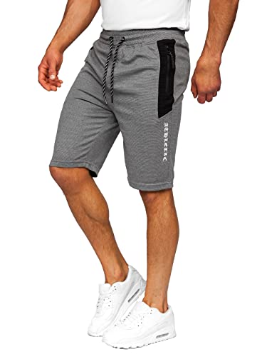 BOLF Herren Kurze Sporthose Shorts Bermudas Trainingshose Fußballhose Fitnesshose Short Hose Sweathose Stretch Freizeithose Street Style Q3874 Grau-Schwarz M [7G7] von BOLF