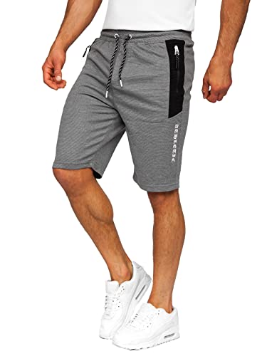 BOLF Herren Kurze Sporthose Shorts Bermudas Trainingshose Fußballhose Fitnesshose Short Hose Sweathose Stretch Freizeithose Street Style Q3874 Grau-Weiss XXL [7G7] von BOLF