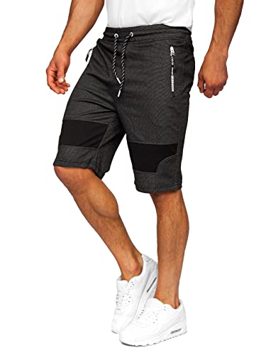 BOLF Herren Kurze Sporthose Shorts Bermudas Trainingshose Fußballhose Fitnesshose Short Hose Sweathose Stretch Freizeithose Street Style Q3877 Schwarz-Weiß M [7G7] von BOLF