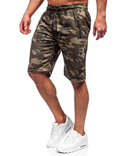 BOLF Kurze Hosen Shorts Sweatshorts Laufshorts Sport Sommer Baumwolle Soft Weicher Stoff elastische Bund mit Kordel und Eingriffstaschen Camouflage Military Style JX700 Khaki XXL [7G7] von BOLF