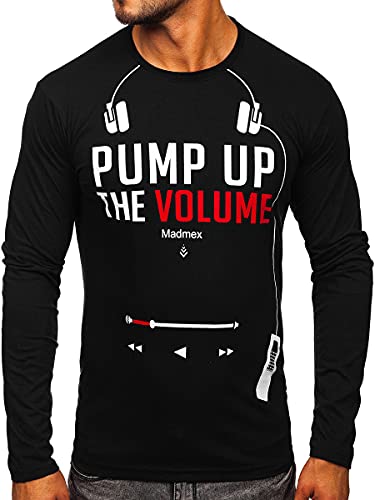 BOLF Herren Longsleeve Sweatshirt Pullover Sweater Pulli Langarmshirt Figurbetont Freizeit Sport Fitness Outdoor Basic Casual Style 1219 Schwarz XXL [1A1] von BOLF