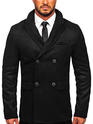 BOLF Herren Mantel Kurzmantel Wintermantel Winter Jacket Business Freizeit Reverskragen Herbst Jacke Mittellang Trenchcoat Outdoor Style 79B3 Schwarz L [4D4] von BOLF