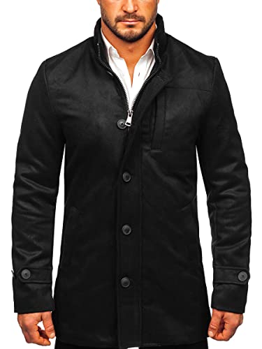 BOLF Herren Mantel Kurzmantel Wintermantel Winter Jacket Business Freizeit Reverskragen Herbst Jacke Mittellang Trenchcoat Outdoor Style M3129 Schwarz L [4D4] von BOLF