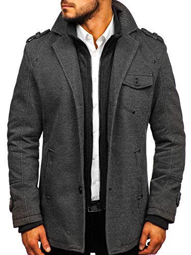 BOLF Herren Mantel Wintermantel Kurzmantel Bussines Elegant Warm Gefüttert JUSTBOY 88801 Grau L [4D4] von BOLF