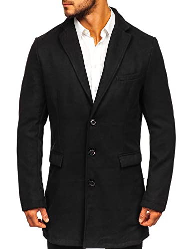 BOLF Herren Mantel Wintermantel Kurzmantel Winterjacke Stehkragen Reverskragen Elegant Business Freizeit Warm Gefüttert J.Boyz 1047 Schwarz L [4D4] von BOLF