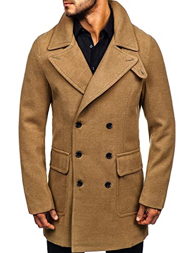 BOLF Herren Mantel Wintermantel Kurzmantel Winterjacke Stehkragen Reverskragen Elegant Business Freizeit Warm Gefüttert J.Boyz 1048 Camel XL [4D4] von BOLF