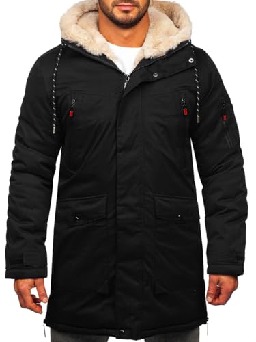 BOLF Herren Parka Jacke Winterjacke Gefüttert mit Kapuze Wintermantel Kapuzenjacke Lang Wärm Winter Herbst Freizeit Outdoor Casual Style 5M3123 Schwarz M [4D4] von BOLF