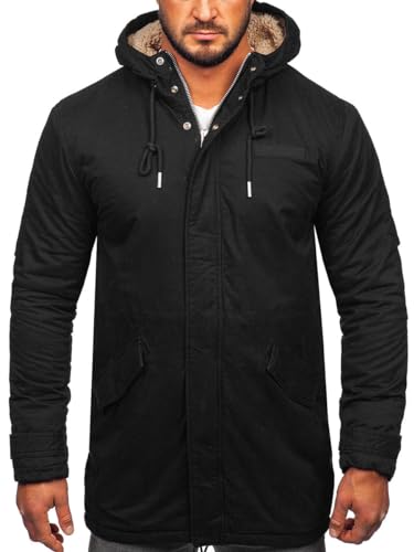 BOLF Herren Parka Jacke Winterjacke Gefüttert mit Kapuze Wintermantel Kapuzenjacke Lang Wärm Winter Herbst Freizeit Outdoor Casual Style EX838A Schwarz L [4D4] von BOLF