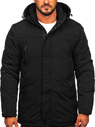 BOLF Herren Parka Jacke Winterjacke mit Kapuze Wintermantel Kapuzenjacke Lang Wärm Winter Herbst Freizeit Outdoor Casual Style 5M717 Schwarz S [4D4] von BOLF