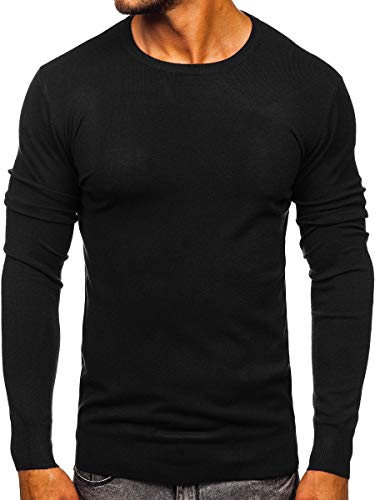 BOLF Herren Sweatshirt Pullover Sweater Pulli Feinstrick Rundhalsausschnitt Langarmshirt Longsleeve Wärme Classic Outdoor Casual Style YY01 Schwarz XXL [5E5] von BOLF