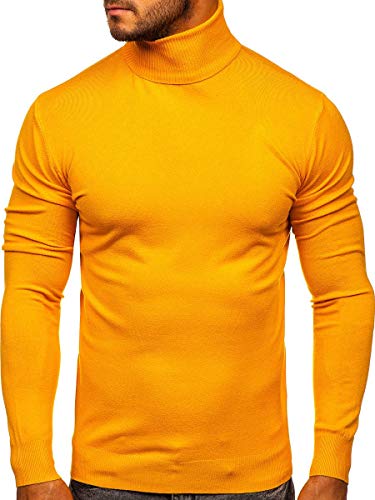 BOLF Herren Rollkragenpullover Sweatshirt Pullover Sweater Pulli Langarmshirt Longsleeve Wärme Classic Outdoor Casual Style YY02 Gelb S [5E5] von BOLF