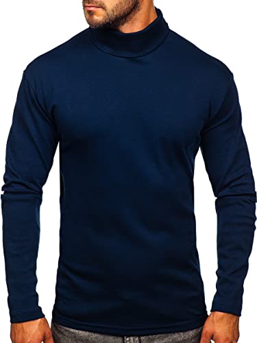 BOLF Herren Rollkragenshirt Rollkragenpullover Sweatshirt Pullover Sweater Pulli Rundhalsausschnitt Langarmshirt Longsleeve Casual Style 145347 Dunkelblau XXL [5E5] von BOLF