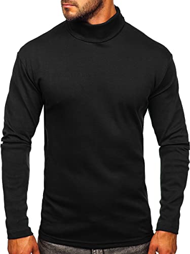 BOLF Herren Rollkragenshirt Rollkragenpullover Sweatshirt Pullover Sweater Pulli Rundhalsausschnitt Langarmshirt Longsleeve Casual Style 145347 Schwarz M [5E5] von BOLF