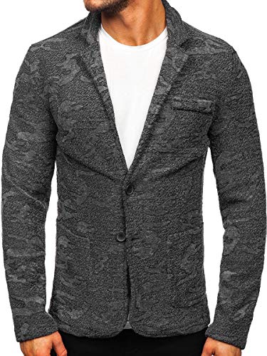 BOLF Herren Blazer Sakko Anzugjacke Anzugsakko Herrenblazer Reverskragen Klassisch Elegant Geschäft Business Anzug Party Freizeit Hochzeit Casual Style KS-7309 Dunkelgrau L [1A1] von BOLF