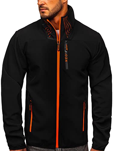 BOLF Herren Softshell Jacke mit Stehkragen ohne Kapuze Übergangsjacke Funktionsjacke Windbreaker Sportjacke Trainingsjacke Laufjacke Outdoor Sportlicher Stil J.STYLE KS2185 Schwarz L [4D4] von BOLF