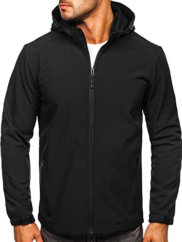BOLF Herren Softshelljacke Übergangsjacke Regenjacke Funktionsjacke Winddicht Wasserdicht Sportjacke Trekkingjacke Atmungsaktiv Kapuze Freizeit Outdoor J.Style HH017 Schwarz XXL [4D4] von BOLF