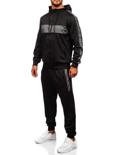BOLF Herren Sportanzug Jogginganzug Trainingsanzüge Fitnessanzug Hoodie Kapuzenpullover Set Tracksuit Workout Sport Fitness Running Gym Sportswear 8C8115 Schwarz XXL [4D4] von BOLF