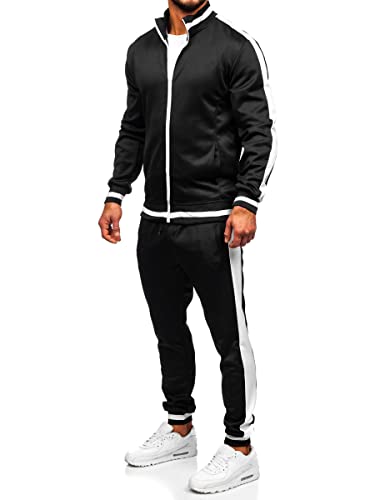 BOLF Herren Sportanzug Jogginganzug Trainingsanzüge Fitnessanzug Sweatshirt Set Tracksuit Workout Sport Fitness für Running Yoga Gym Sportswear 8C99 Schwarz M [8H8] von BOLF