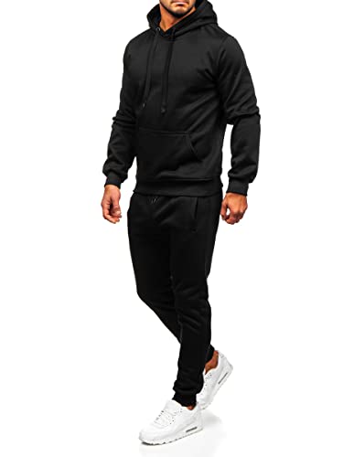 BOLF Herren Sportanzug Jogginganzug Trainingsanzüge Fitnessanzug Sweatshirt Set Tracksuit Workout Sport Fitness für Running Yoga Gym Sportswear C10381 Schwarz XXL [8H8] von BOLF