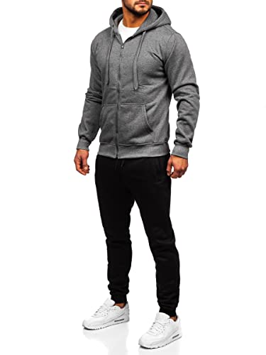 BOLF Herren Sportanzug Jogginganzug Trainingsanzüge Fitnessanzug Sweatshirt Set Tracksuit Workout Sport Fitness für Running Yoga Gym Sportswear D004 Anthrazit M [8H8] von BOLF