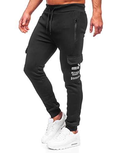 BOLF Herren Sporthose Cargohose Jogginghose Trainingshose Fußballhose Fitnesshose Jogger Sweathose Jogpants Sweatpants Slim Fit Street Style HW2207 Schwarz M [6F6] von BOLF