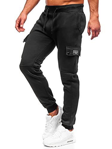 BOLF Herren Sporthose Cargohose Jogginghose Trainingshose Fußballhose Fitnesshose Jogger Sweathose Jogpants Sweatpants Slim Fit Street Style JX325 Schwarz M [6F6] von BOLF