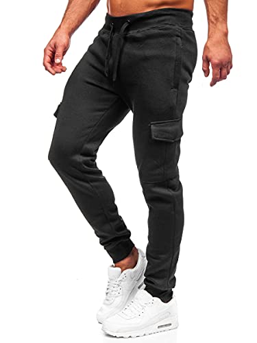 BOLF Herren Sporthose Cargohose Jogginghose Trainingshose Fußballhose Fitnesshose Jogger Sweathose Jogpants Sweatpants Slim Fit Street Style JX326 Schwarz L [6F6] von BOLF