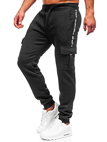 BOLF Herren Sporthose Cargohose Jogginghose Trainingshose Fußballhose Fitnesshose Jogger Sweathose Jogpants Sweatpants Slim Fit Street Style JX9395 Schwarz M [6F6] von BOLF