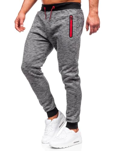 BOLF Herren Sporthose Joggers Printed Sporthose Jogginghose Trainingshose Fitnesshose Cargohose Sweatpants Jogpants Sweatpants Slim Fit Motiv Street Style 55037 Dunkelgrau L [6F6] von BOLF