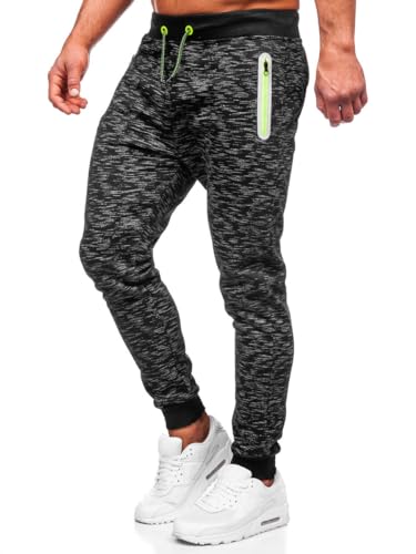 BOLF Herren Sporthose Joggers Printed Sporthose Jogginghose Trainingshose Fitnesshose Cargohose Sweatpants Jogpants Sweatpants Slim Fit Motiv Street Style 55037 Schwarz L [6F6] von BOLF