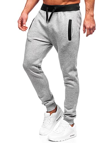 BOLF Herren Sporthose Joggers Printed Sporthose Jogginghose Trainingshose Fitnesshose Cargohose Sweatpants Jogpants Sweatpants Slim Fit Motiv Street Style AK13-1 Grau L [6F6] von BOLF