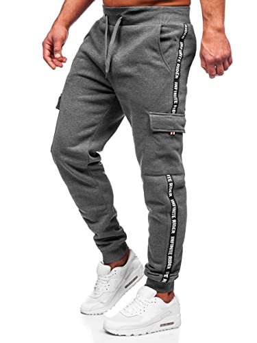 BOLF Herren Sporthose Joggers Printed Sporthose Jogginghose Trainingshose Fitnesshose Fußballhose Sweatpants Jogpants Sweatpants Slim Fit Motiv Street Style JX8715 Grau XXL [6F6] von BOLF