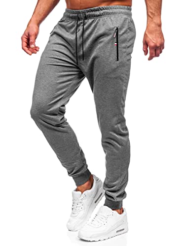 BOLF Herren Sporthose Jogginghose Trainingshose Fitnesshose Fußballhose Jogger Sweathose Jogpants Sweatpants Slim Fit Street Style JX5001 Anthrazit XXL [6F6] von BOLF