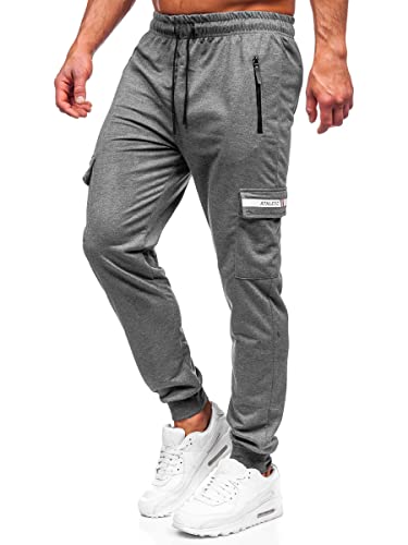 BOLF Herren Sporthose Jogginghose Trainingshose Fitnesshose Fußballhose Jogger Sweathose Jogpants Sweatpants Slim Fit Street Style JX5063 Anthrazit XXL [6F6] von BOLF