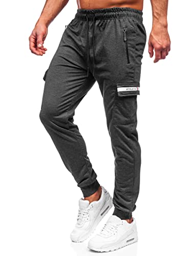 BOLF Herren Sporthose Jogginghose Trainingshose Fitnesshose Fußballhose Jogger Sweathose Jogpants Sweatpants Slim Fit Street Style JX5063 Dunkelgrau M [6F6] von BOLF