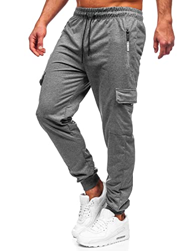 BOLF Herren Sporthose Jogginghose Trainingshose Fitnesshose Fußballhose Jogger Sweathose Jogpants Sweatpants Slim Fit Street Style JX5068 Anthrazit M [6F6] von BOLF