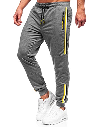 BOLF Herren Sporthose Jogginghose Trainingshose Fitnesshose Fußballhose Jogger Sweathose Jogpants Sweatpants Slim Fit Street Style K10336 Anthrazit XL [6F6] von BOLF