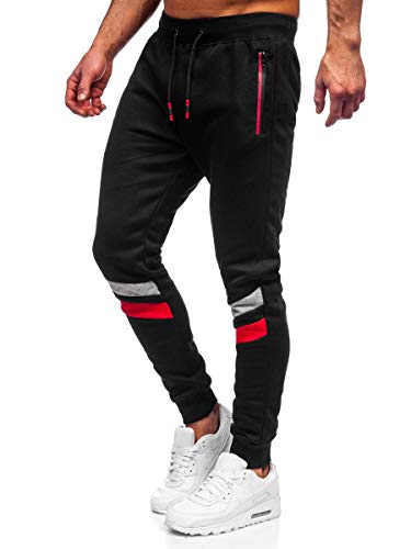 BOLF Herren Sporthose Jogginghose Trainingshose Fußballhose Fitnesshose Jogger Sweathose Jogpants Sweatpants Motiv Print Slim Fit Street Style J.Style K10015 Schwarz XL [6F6] von BOLF