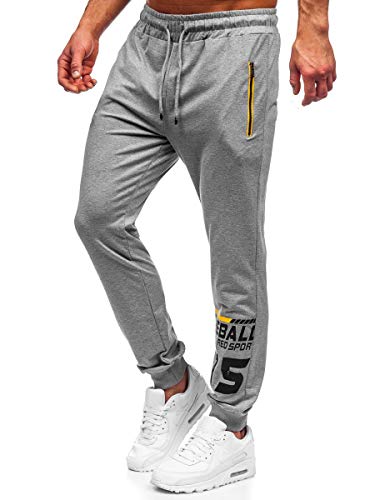 BOLF Herren Sporthose Jogginghose Trainingshose Fußballhose Fitnesshose Jogger Sweathose Jogpants Sweatpants Motiv Print Slim Fit Street Style RED Fireball 81270 Grau XXL [6F6] von BOLF