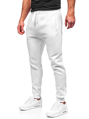 BOLF Herren Sporthose Jogginghose Trainingshose Fußballhose Fitnesshose Jogger Sweathose Jogpants Sweatpants Slim Fit Street Style CK01 Weiss XL [6F6] von BOLF