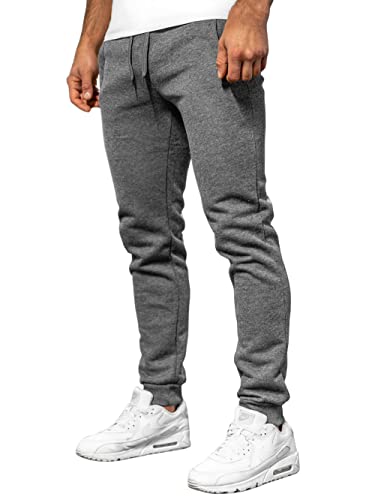 BOLF Herren Jogginghose Trainingshose Freizeithose Sporthose Bund mit Tunnelzug elastische Beinabschlüsse und Eingriffstaschen Weich Und Bequem Baumwolle Basic Casual Style XW01 Dunkelgrau M [6F6] von BOLF