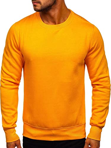 BOLF Herren Sweatshirt Pulli Basic Rundhals Sport Style J.Style 2001 Hellorange L [1A1] von BOLF