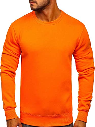 BOLF Herren Sweatshirt Pullover Sweater Pulli Langarmshirt Longsleeve Freizeit Sport Fitness Outdoor Basic Casual Style 2001 Orange L [1A1] von BOLF