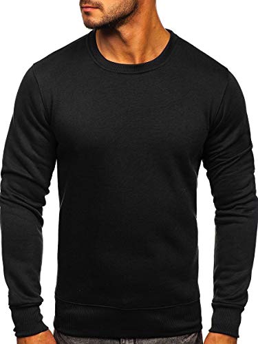 BOLF Herren Sweatshirt Pullover Sweater Pulli ohne Kapuze Langarmshirt Rundhalsausschnitt Farbvarianten Crew Neck Longsleeve Classic Fitness Basic Sport J.Style 2001 Schwarz XL [1A1] von BOLF